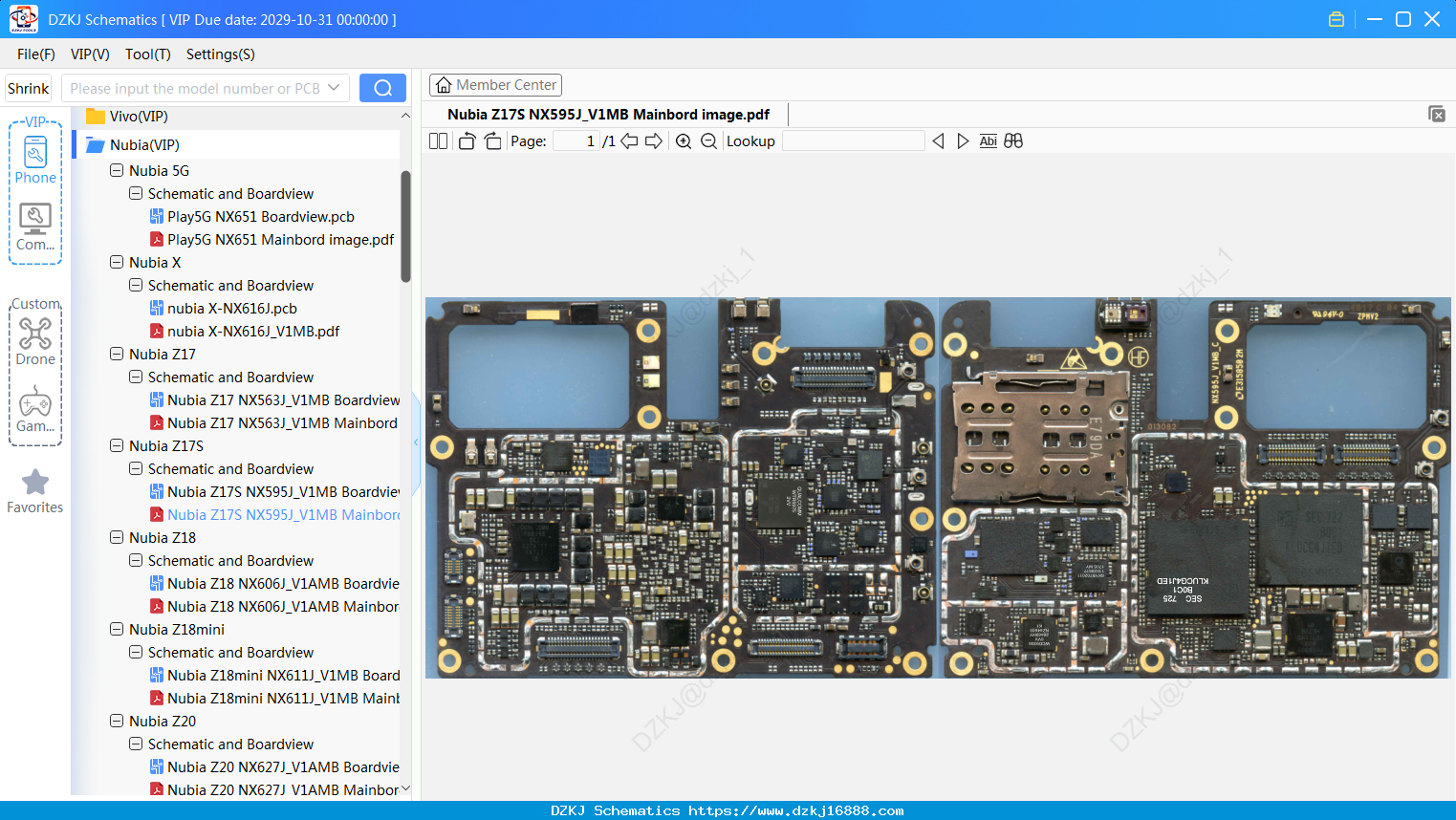 Nubia Z17S NX595J_V1MB Mainbord Image